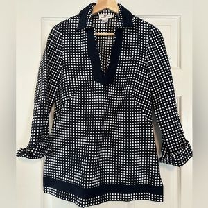 Vineyard Vines navy blue polka dot tunic